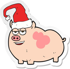 sticker of a cartoon christmas pig
