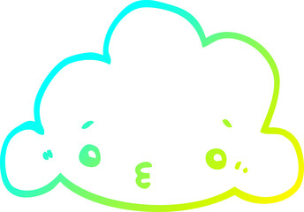 cold gradient line drawing of a cartoon cloud