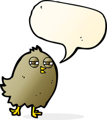 funny cartoon bird with speech bubble