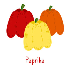 Paprika isolated on a white background with the inscription. Simple cute illustration card design