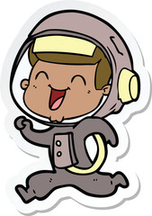 Obraz premium sticker of a happy cartoon astronaut