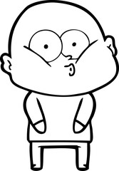 cartoon bald man staring