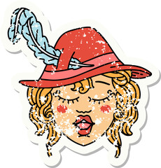 grunge sticker of a human bard character