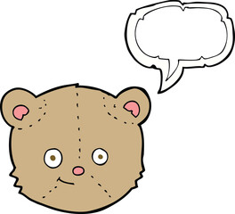 cartoon teddy bear head with speech bubble