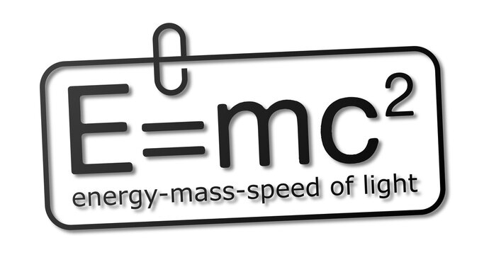 relativistic energy formula labels illustration background