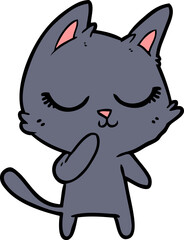 calm cartoon cat considering