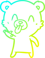 Fototapeta premium cold gradient line drawing of a rude cartoon bear