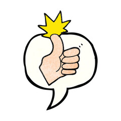 freehand speech bubble textured cartoon thumbs up