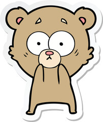 sticker of a anxious bear cartoon