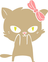 cute flat color style cartoon cat