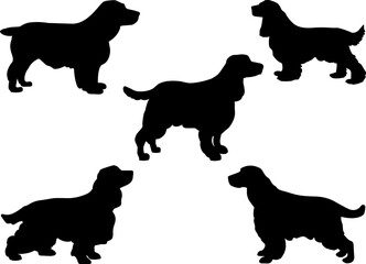 Set of Cocker Spaniel Silhouette
