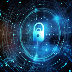 cyber security concept, lock symbol, data , generative AI
