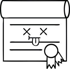 line drawing cartoon of a certificate