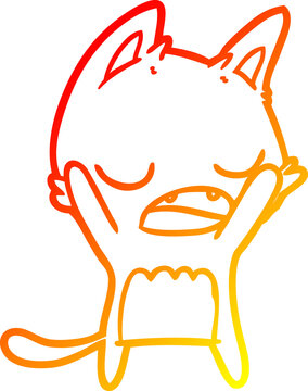 recommend clip art: warm gradient line drawing of a cartoon yawning cat