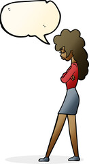 cartoon annoyed woman with speech bubble