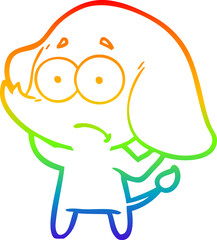 rainbow gradient line drawing of a cartoon unsure elephant