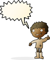 cartoon excited boy with speech bubble