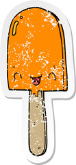 distressed sticker of a cartoon ice lolly