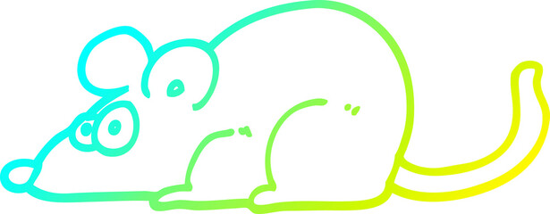 cold gradient line drawing of a cartoon rat