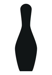 Bowling pin - black and white vector silhouette illustration, white background