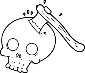 cartoon axe in skull