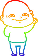rainbow gradient line drawing of a cartoon creepy guy