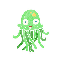 freehand retro cartoon octopus