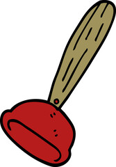 cartoon doodle toilet plunger