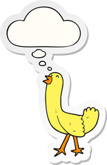 cartoon bird with thought bubble as a printed sticker