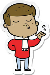 Fototapeta premium sticker of a cartoon model guy pouting