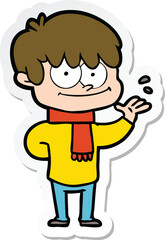 sticker of a happy cartoon man