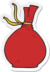 sticker of a cartoon christmas santa sack
