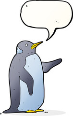cartoon penguin with speech bubble