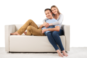 Smiling Couple on the Couch