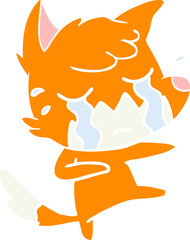 crying fox flat color style cartoon dancing