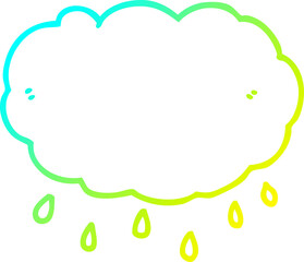 cold gradient line drawing of a cartoon rain cloud