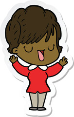 sticker of a cartoon woman talking