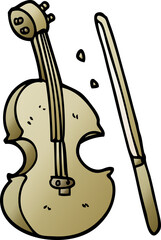cartoon doodle violin and bow