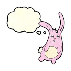 funny cartoon rabbit with thought bubble