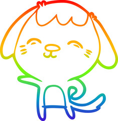 rainbow gradient line drawing of a happy cartoon dog