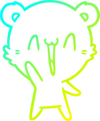 cold gradient line drawing of a happy bear cartoon