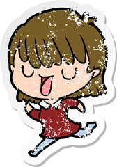 distressed sticker of a cartoon woman
