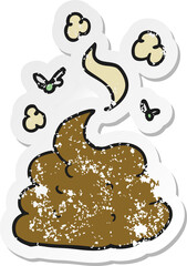 retro distressed sticker of a cartoon gross poop