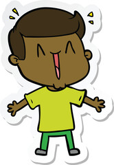 sticker of a cartoon excited man