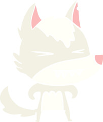 angry wolf flat color style cartoon