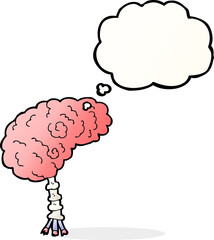 cartoon brain with thought bubble