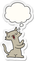 cartoon cat with thought bubble as a printed sticker
