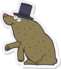 sticker of a cartoon bear in top hat