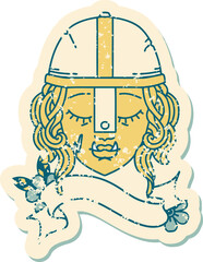 Retro Tattoo Style orc fighter character face