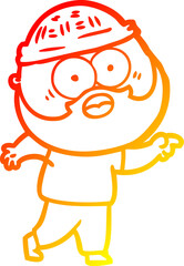 warm gradient line drawing of a cartoon bearded man